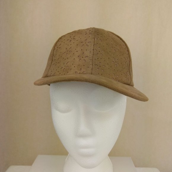 Anthropologie Traina Faux Suede Eyelet Brown Baseball Hat NWOT - Picture 1 of 9